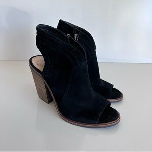 Vince Camuto Koral Suede Black Open Toe Bootie